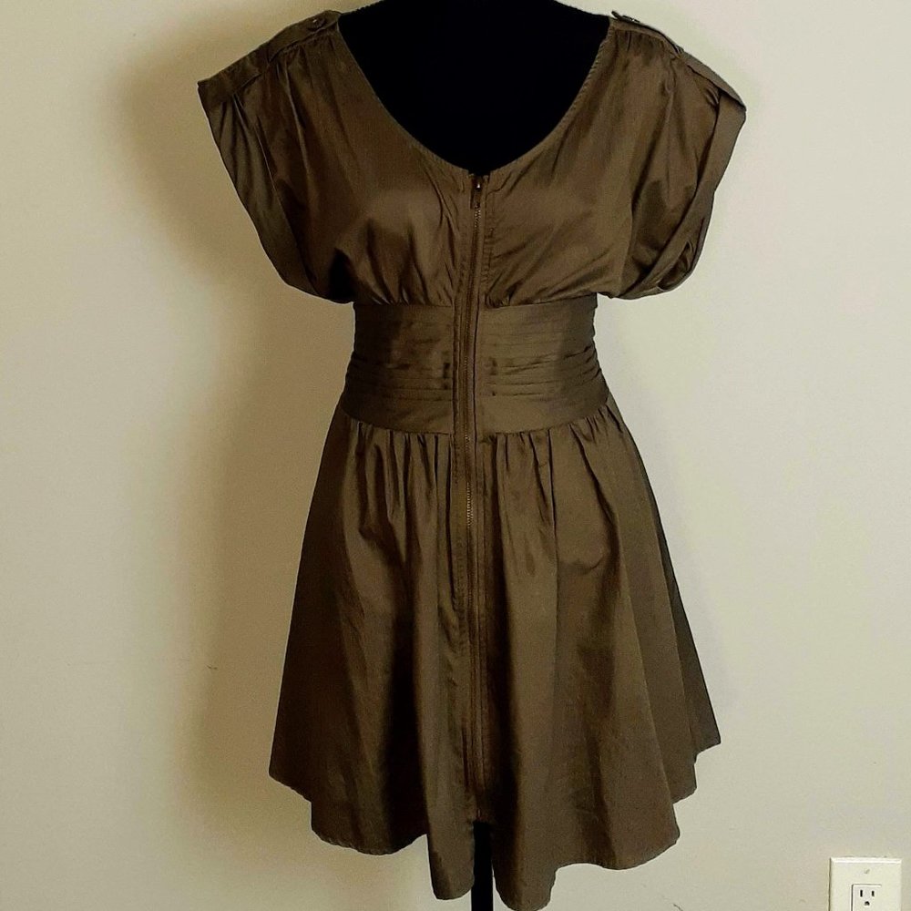 A-line Short Sleeve Rushed Elastic Waist Dress